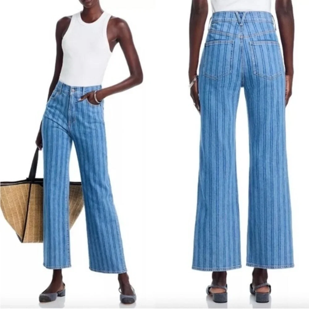 Veronica Beard Crosbie Wide Leg Jeans Women’s Size 30 Loafer Sapphire Stripe CLO
